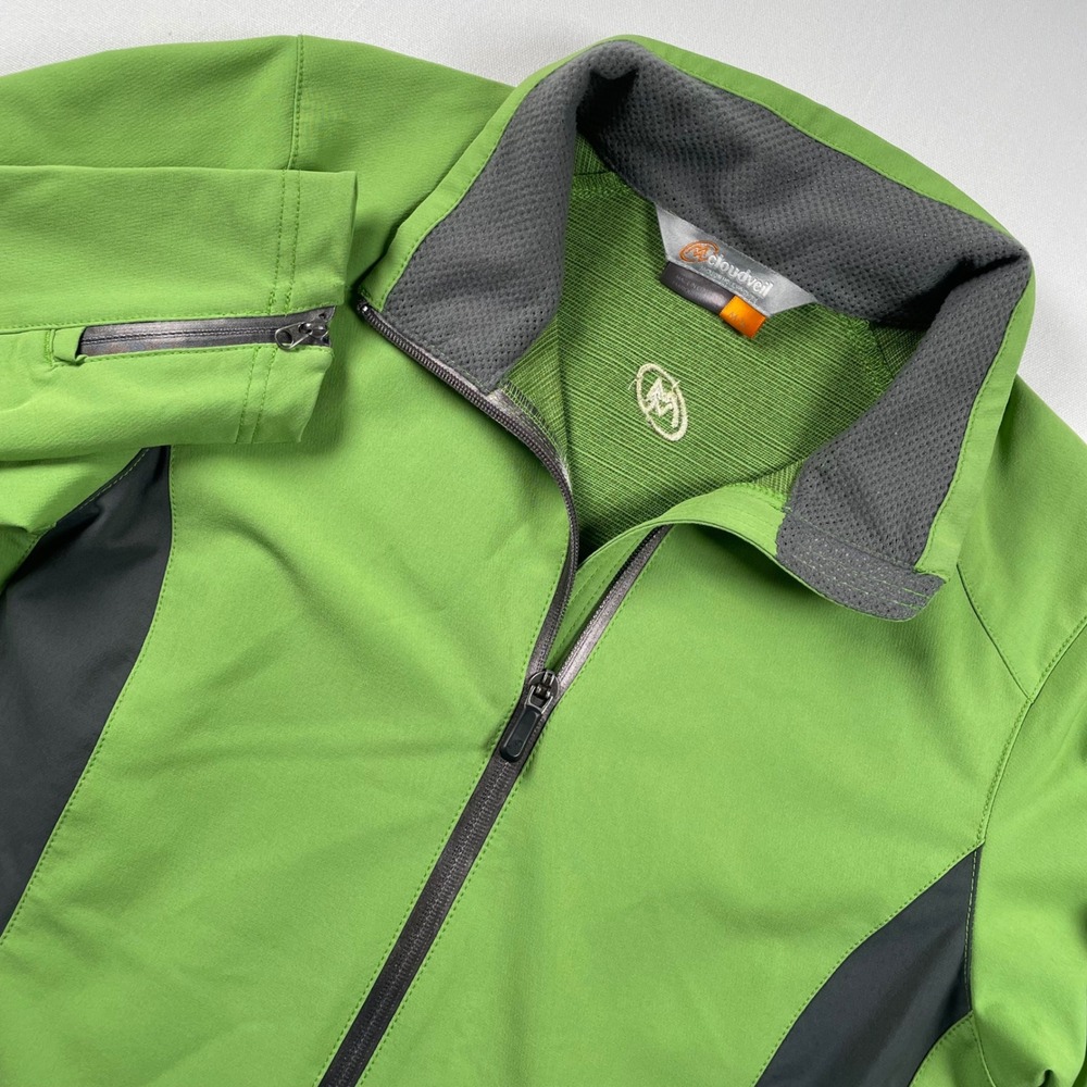 Cloudveil Womens Medium Softshell Jacket Full Zip Lime Green Grey Outdoor Hiking